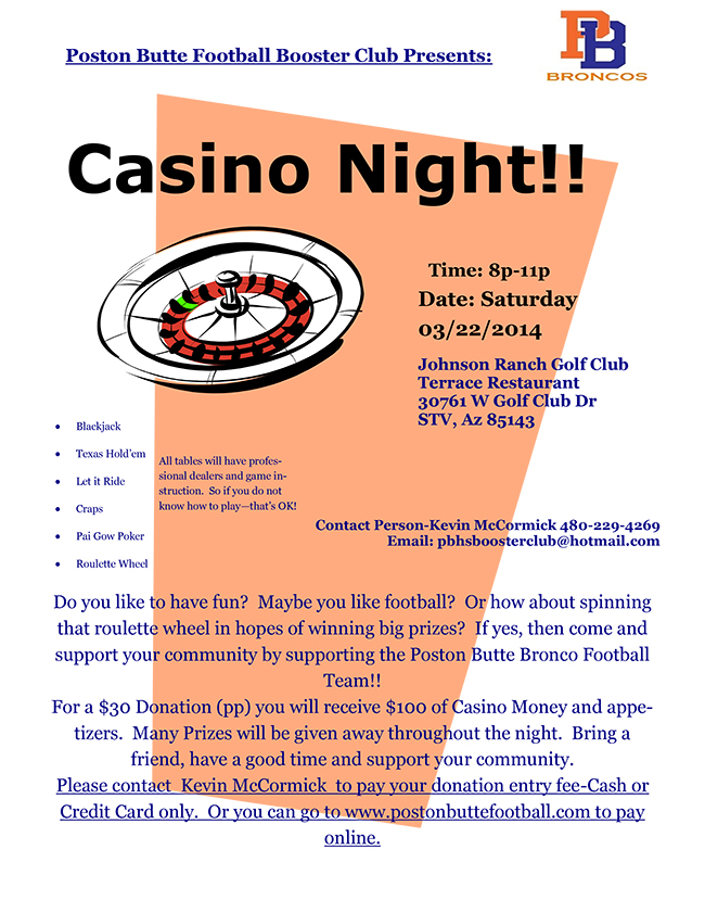 PBHS Booster Club casino night fundraiser